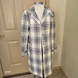 Women's Talbots Blazer Jacket Size 4 White Black Plaid